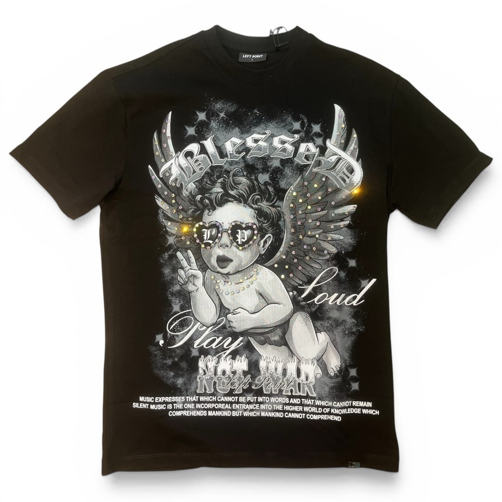 Sz various blessed not war Black Graphic T-Shirt with pearls